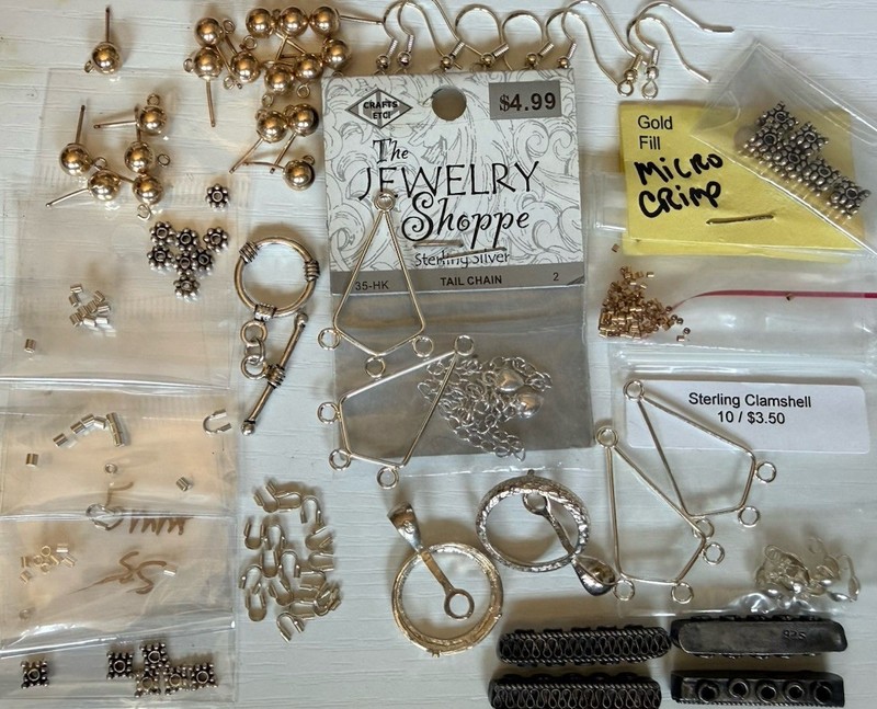 Mixed Lot Of 925 Sterling Silver Bead Caps Findings Earring Wires