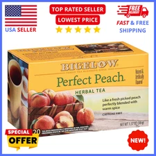 Bigelow Peach Herbal Tea 20ct Caffeine-Free Fruity Blend for Hot or Iced Brewing