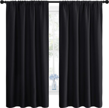 Black Blackout Curtain Blinds - Solid Thermal Insulated Window Treatment Blackou