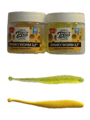 Area Trout Game Spanky Worm 3,2  Gummiwurm UL angeln Gummiköder Käse Aroma