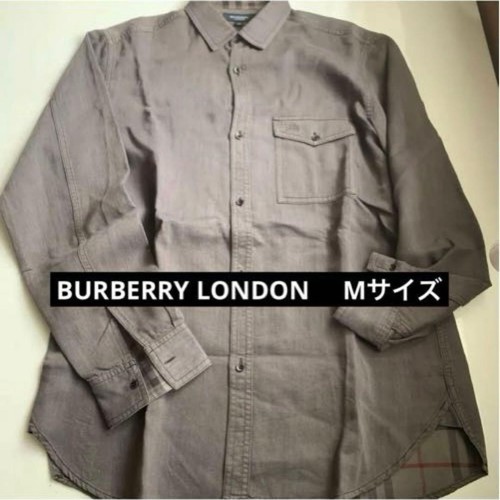 Burberry London, BURBERRY LONDON Men's Long Sleeve Shirt M Check Trim Embroidered Pocket