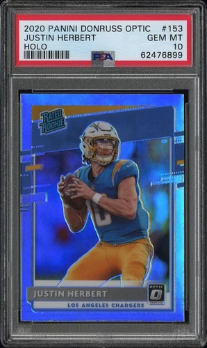 2020 Panini Donruss Optic Justin Herbert Rated Rookie Holo Prizm #153 - PSA 10