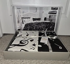 First Choice Ranforce Double Quilt Cover Set Major Music Black White NEW IN BOX