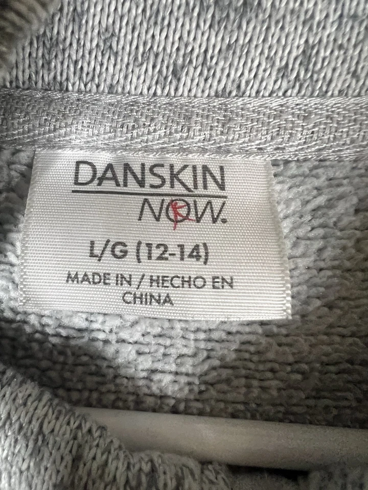DANSKIN Sudadera Ultra Acogedora Juvenil L 12-14 Baile Capucha Cuello Cremallera Completa Chaqueta Gris Foto 3 de 4