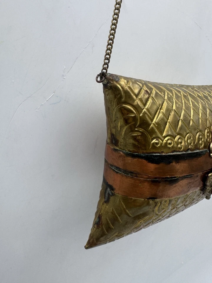 Винтажный подушка сумочки вечер сумка латуни и меди 1930-х синий бархат подкладка подушка  - Изображение 4 из 4