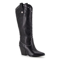 GOGD Knee High Western Boots For Women Embroidered Cowboy Pointed Toe...