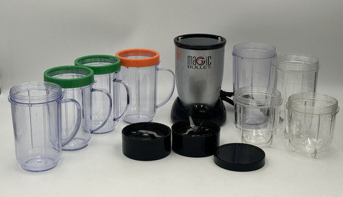 Magic Bullet Blender MB1001B Base Container Cups Blades Lid Bundle Lot Combo - Picture 1 of 10