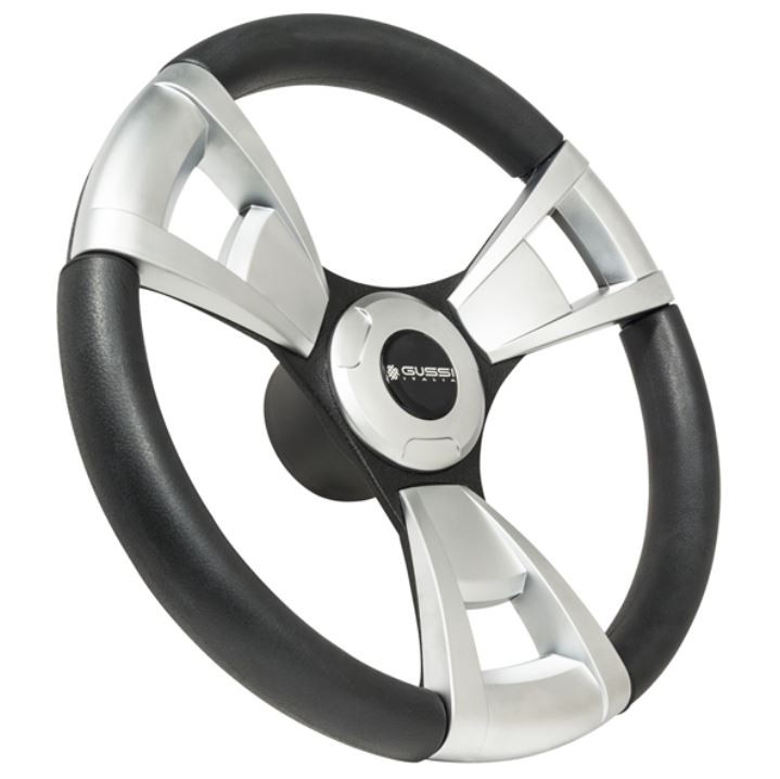 Gussi Black/Brushed Aluminum Steering Wheel for EZGO & STAR Golf Carts