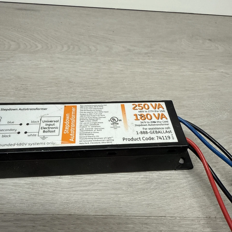 GE LAMPS GETR480/277-375W Autotransformador, 480/277V, 375VA 4GCH1 Foto 3 de 4