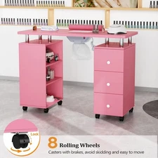 Manicure Table Nail Station Nail Tech Table w/Dust Collector, Drawers, Wrist Pad