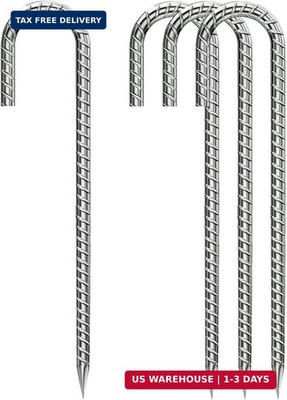 Rebar-Stakes-12-Inch, Ground Stakes Heavy Duty J-Hook Galvanized Anti-Rust Heavy