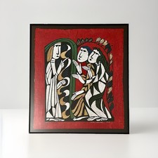Sadao Watanabe Masterpiece Large Original Japanese Stencil Print Framed 28 H