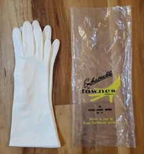 Vintage 1950s Fownes Embraceable White Gloves Nylon Size 6-7 Retro Feminine