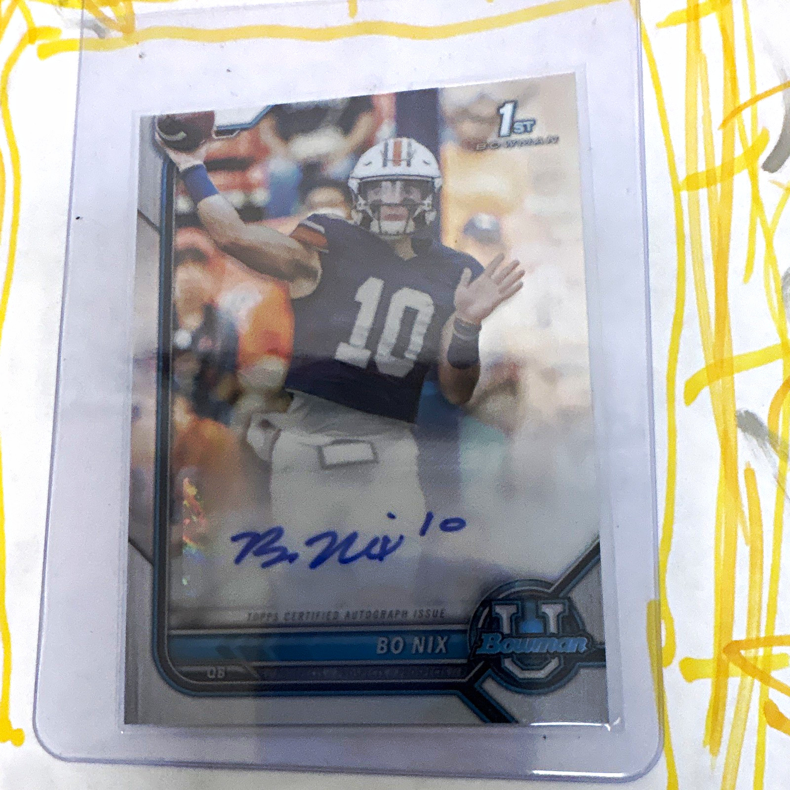 Topps 2021-22 Bowman University Football Bo Nix BCPA-BN Chrome RC Hard Auto