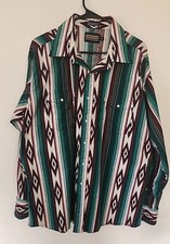 Vintage Panhandle Slim Western Wear Shirt Men's Size XL Pearl Snap Aztec