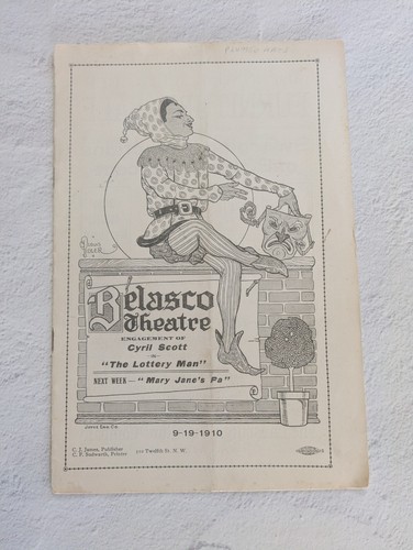 1910 Belasco Theaterspielzettel Verlobung von Cyril Scott - The Lottery Man