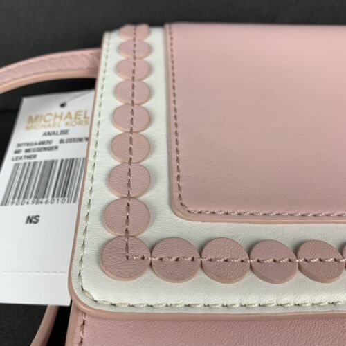 Michael Kors Analise Medium Leather Messenger Shoulder Bag - Blossom/White NWT - Picture 10 of 19