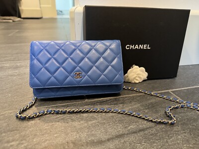 Chanel Wallet on Chain Quilted Lambskin Blue | eBay