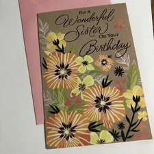 Happy Birthday For A Wonderful Sister Beautiful Religious 5”x7” Greeting  Card