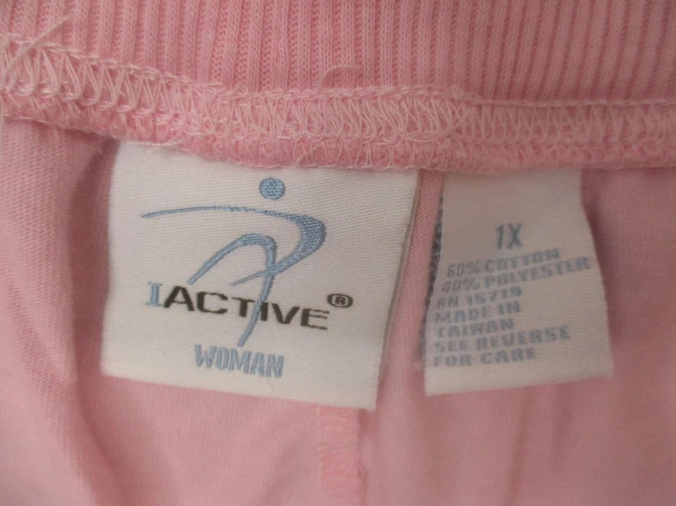Pantalones cortos deportivos iActive talla 1X para mujer rosa mezcla de algodón con cordón 045 Foto 4 de 4
