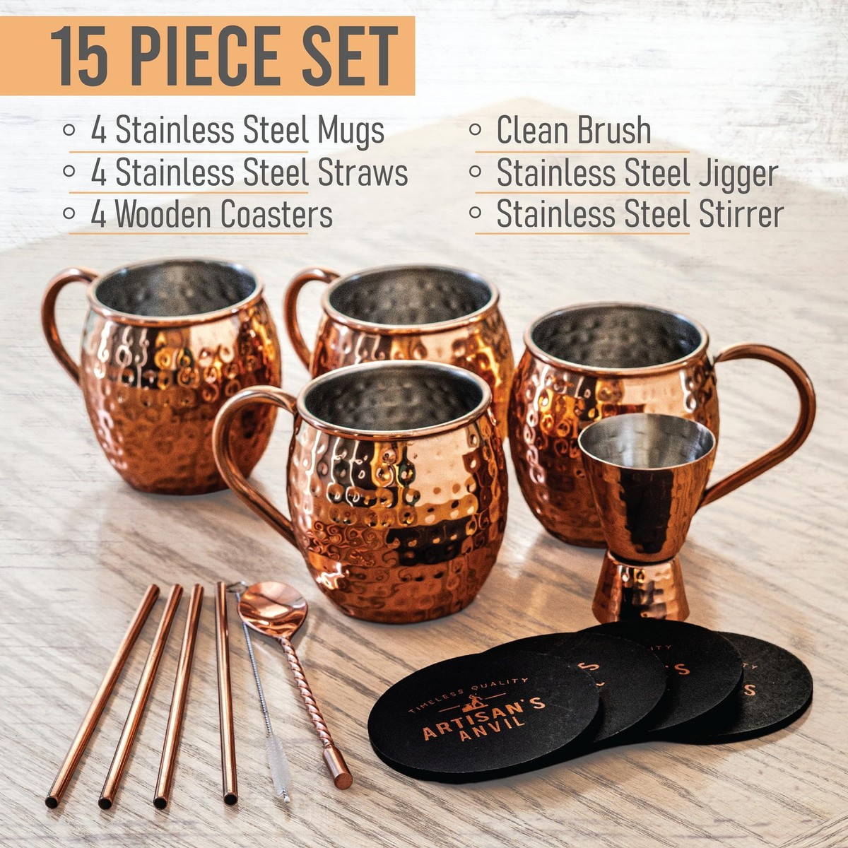 AVADOR Handcrafted Stainless Steel Shatterproof Tumblers – Set Of 4 Hammered Finish 16 Oz Glasses For Wine & Cocktails - View #4