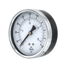 Dry Center Back Mount Pressure Gauge with 3.5" Dial, 0-300 PSI, 1/4" Male NPT