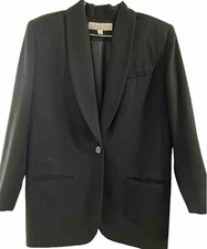 Blazer Women Valerie Stevens Shoulder Pads Size 8 Black Vintage