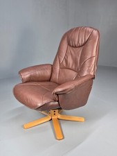 Vintage Danish Swivel Chair Recliner Knudsen Style Brown Leather EB8787 MSWI