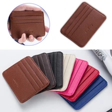 Men Women Slim Leather Wallet Card Holder Front Pocket ID Credit Pocket Thin US