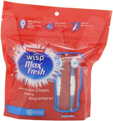 Colgate Max Fresh Wisp Mini Travel Toothbrushes 16 Count Freshens Breath