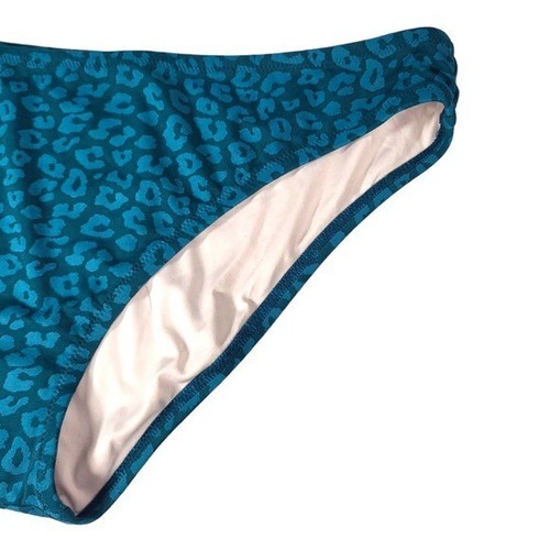 Parte inferior de bikini de cobertura completa con estampado de leopardo talla XL Shade & Shore en verde esmeralda - Imagen 3 de 6