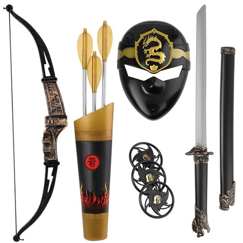 10Pcs Ninja Pretend Playset With Sword Mask Bow Arrow For Kids Christmas Gift - Picture 3 of 11