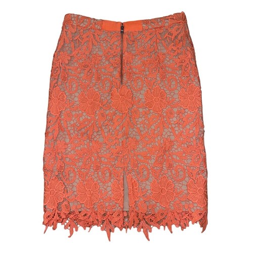 Alice + Olivia Farrel Midi Pencil Skirt in Coral & Nude Floral Lace Size 6 Lined - Picture 2 of 10