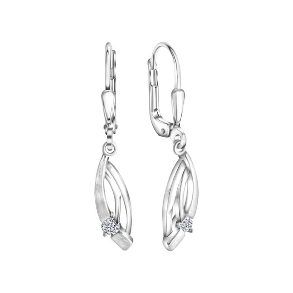 Ohrschmuck Ohrring OhrhäNger 925 Sterling Silber Rhodiniert Matt Glanz Zirkonia-image