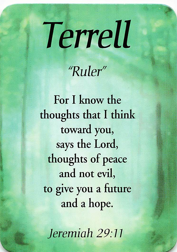 Terrell &ldquo;Ruler&rdquo; Keepsake Name Meaning Card with Verse | eBay