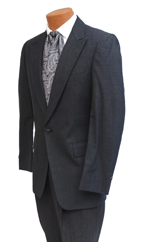 37R Charcoal Gray Stroller Jacket Hickory Stripe Pant Formal Wedding Suit - Image 2 of 4