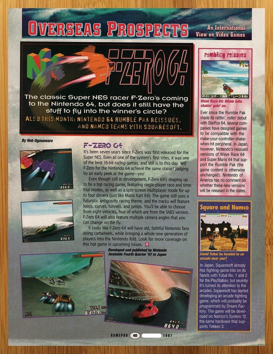 1997 F-Zero 64 Nintendo 64 N64 PREVIEW Print Ad/Poster Retro Video
