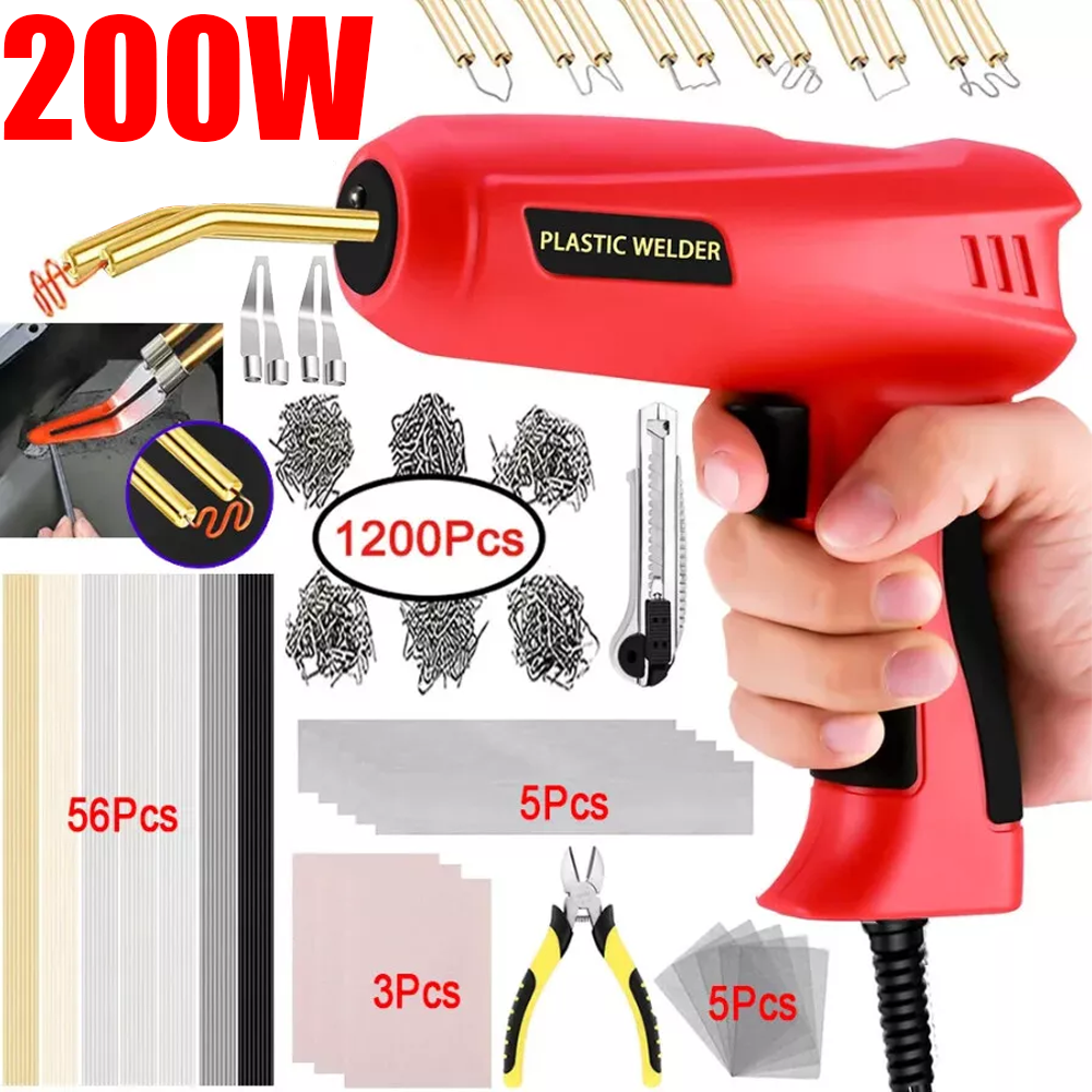 Hot Stapler Car Bumper Fender Fairing Welder Gun Plastic Repair Kit 1200 Staples-image