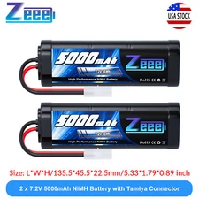 2x Zeee 7.2V 5000mAh NiMH Battery Tamiya Plug for RC HPI Kyosho Tamiya Car Hobby