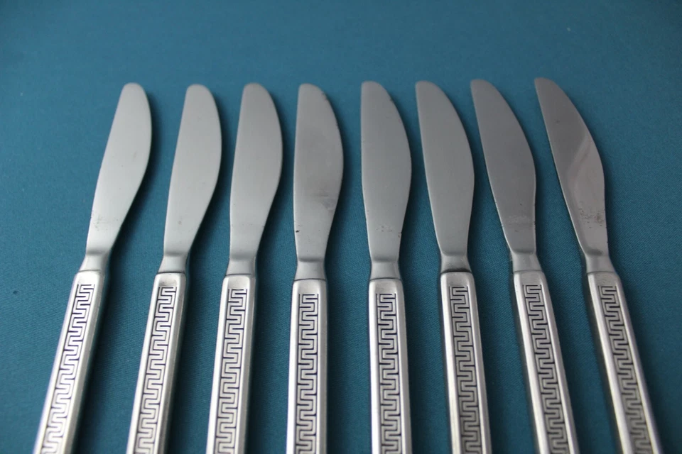 8 facas de jantar ocas Noritake EROS aço inoxidável Japão 8 1/8" - Imagem 3 de 4