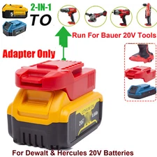 Adapter Fits Dewalt 20v MAX XR & Hercules 20V Batteries To For Bauer 20V Tools