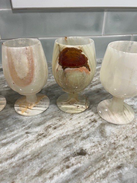 Alabaster Wine Goblets Handmade STUNNING Set Of 5 VTG | eBay
