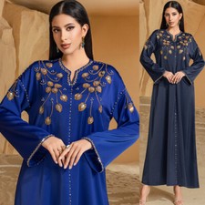 Kaftan Evening Dubai Women Long Dress Elegant Muslim Robe Abaya Islamic Gown New