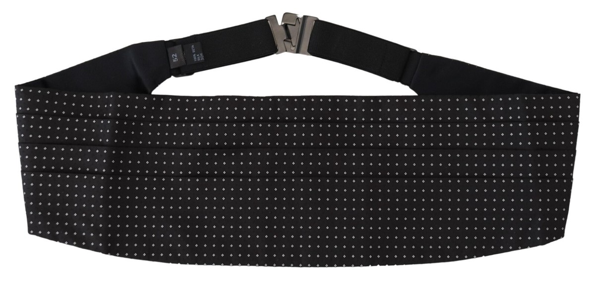 DOLCE & GABBANA ブラックヘッドバンド DOLCE & GABBANA Belt Cummerband Black Polka Dot Wide Waist