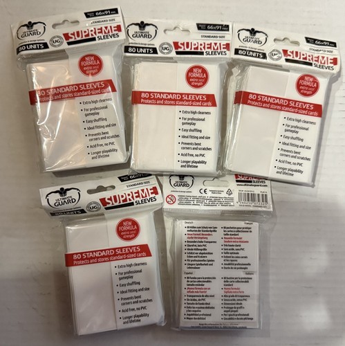 5x (80ct) Packungen Ultimate Guard SUPREME WHITE 400 Größe STANDARD Hüllen GLANZ