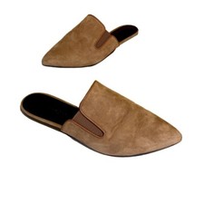 WOMEN'S JENNI KAYNE COGNAC BROWN SUEDE LEATHER SLIDE MULE FLATS SIZE 36/6