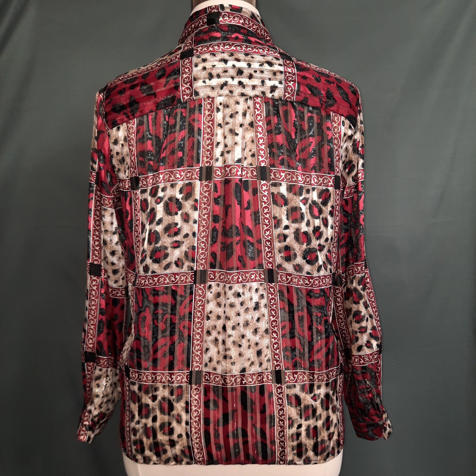 Alfred Dunner Top Patchwork Leopard Print Red Bla… - image 4