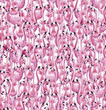 Fabric Flamingo Fantastico Full White QT Cotton 1/4 yard 27384