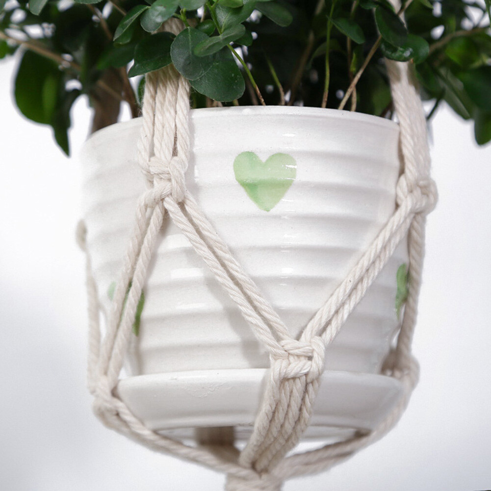 3 Layers Hand Woven Plants Flowers Pot Hanging Basket Holder Net Garden Decor