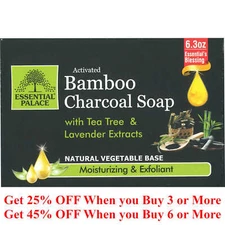 Bamboo Charcoal Activated Tea Tree and Lavender Soap Bar Halal 100% Vegan 6.3 OZ